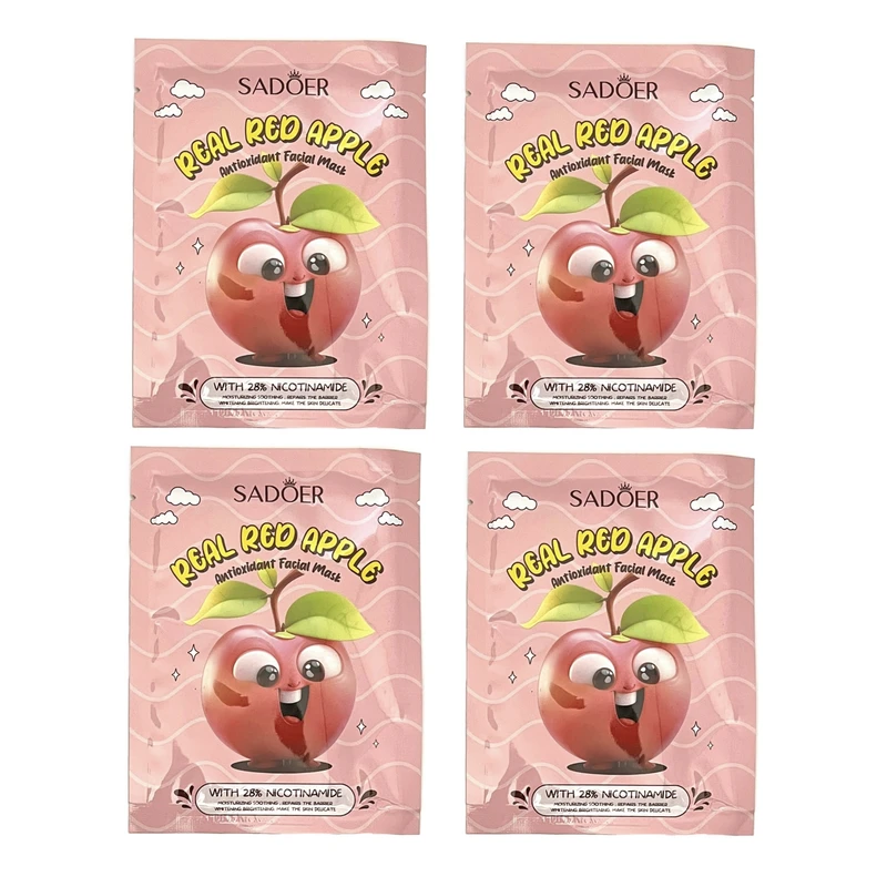ماسک صورت سادور مدل سیب مناسب برای انواع پوست وزن ۲۵ گرم مجموعه ۴ عددی