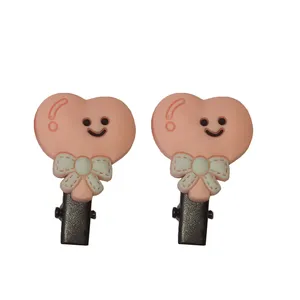 گیره مو دخترانه مدل قلب صورتی بسته 2 عددی