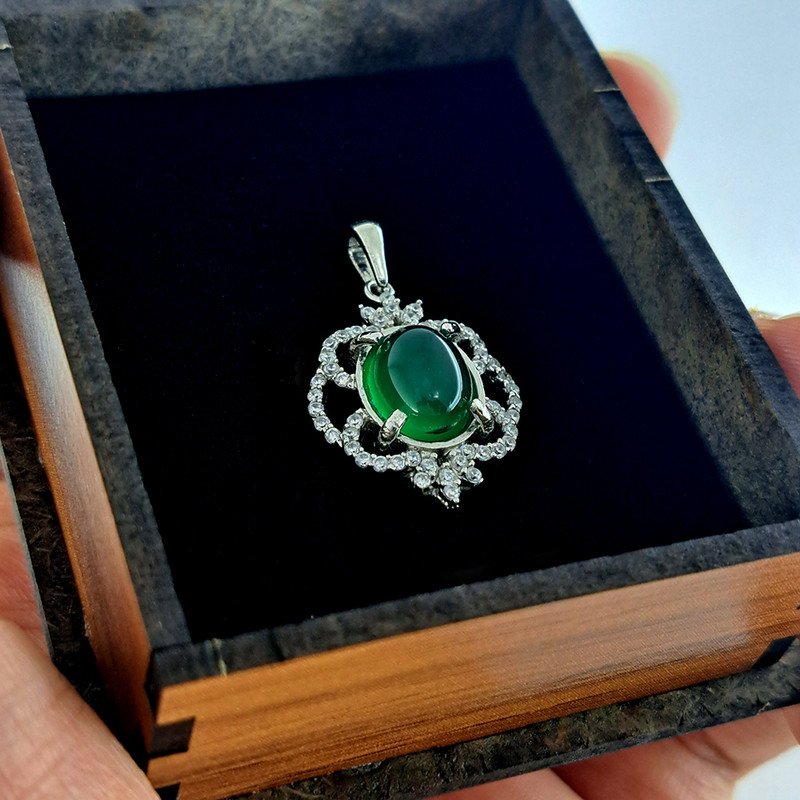 آویز گردنبند نقره زنانه ملک زیور مدل عقیق اسلیمی کد 711