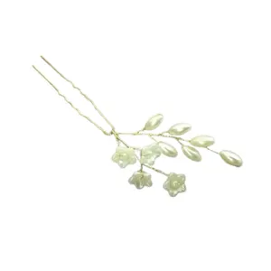 سنجاق مو زنانه مدل گل کریستالی گندمی