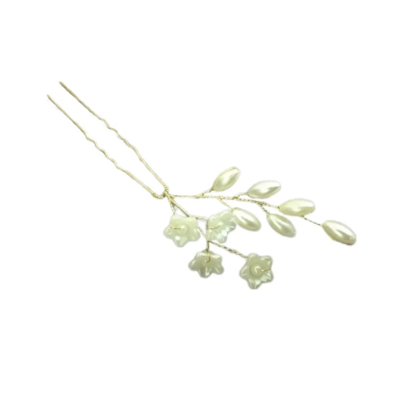 سنجاق مو زنانه مدل گل کریستالی گندمی