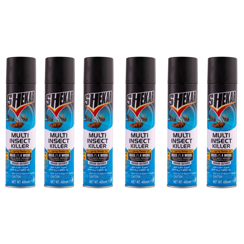 اسپری حشره کش شکار مدل  multi insect killer حجم 400 میلی لیتر مجموعه 6 عددی
