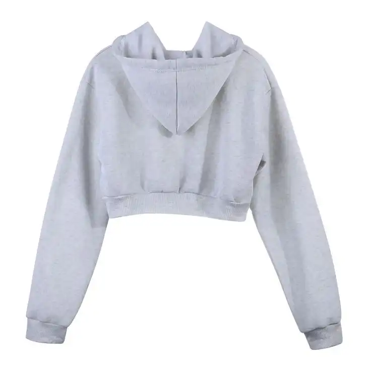 هودی زنانه کژین دوخت مدل cropgray رنگ طوسی