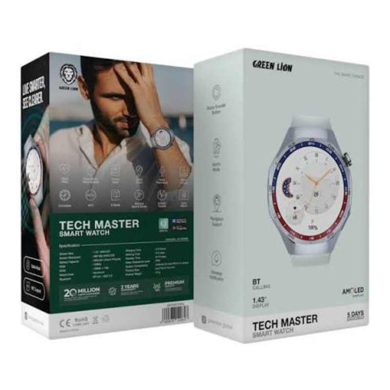 ساعت هوشمند 1/43 اینچی گرین لاین مدل Teck master با بند سیلیکونی