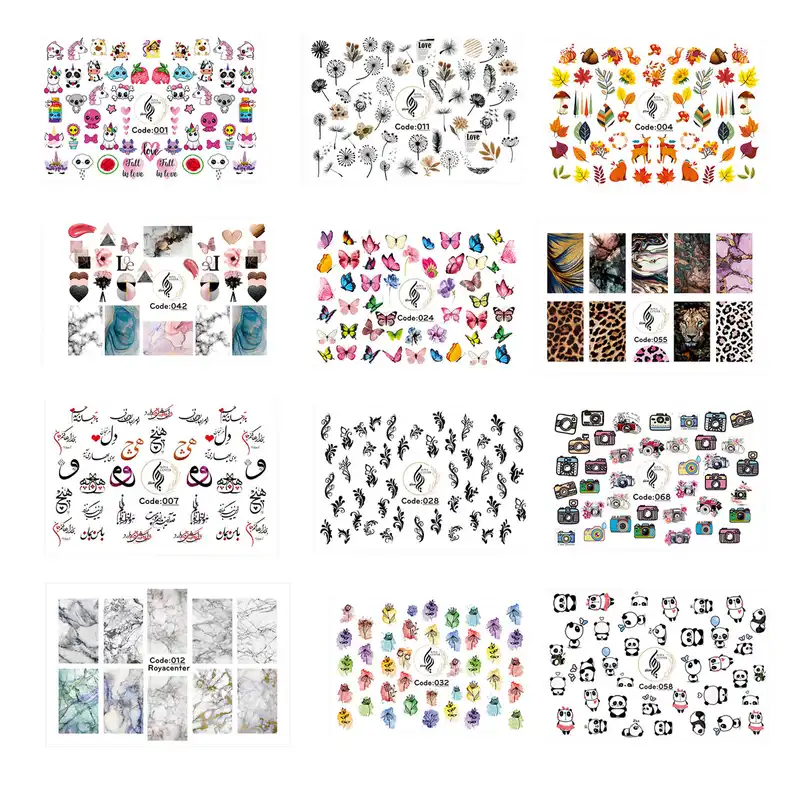 برچسب لنز ناخن رویا سنتر مدل AR 100 مجموعه 12 عددی