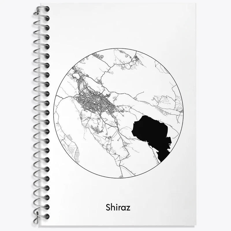 دفتر زبان 50 برگ خندالو مدل سه خط طرح نقشه شهر شیراز کد F1707