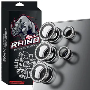 محافظ لنز دوربین شیشه ای راینو مدل Diamond Ring مناسب برای گوشی موبایل سامسونگ Galaxy S24 Ultra / Galaxy S23 Ultra