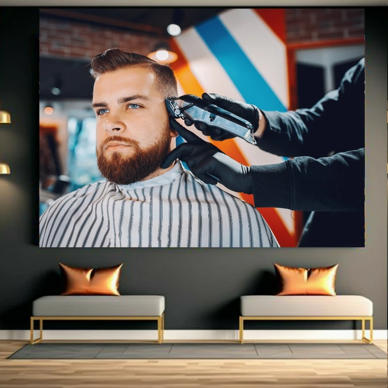 پوستر دیواری طرح آرایشگاه مردانه مدل کوتاهی مو کد BK23093