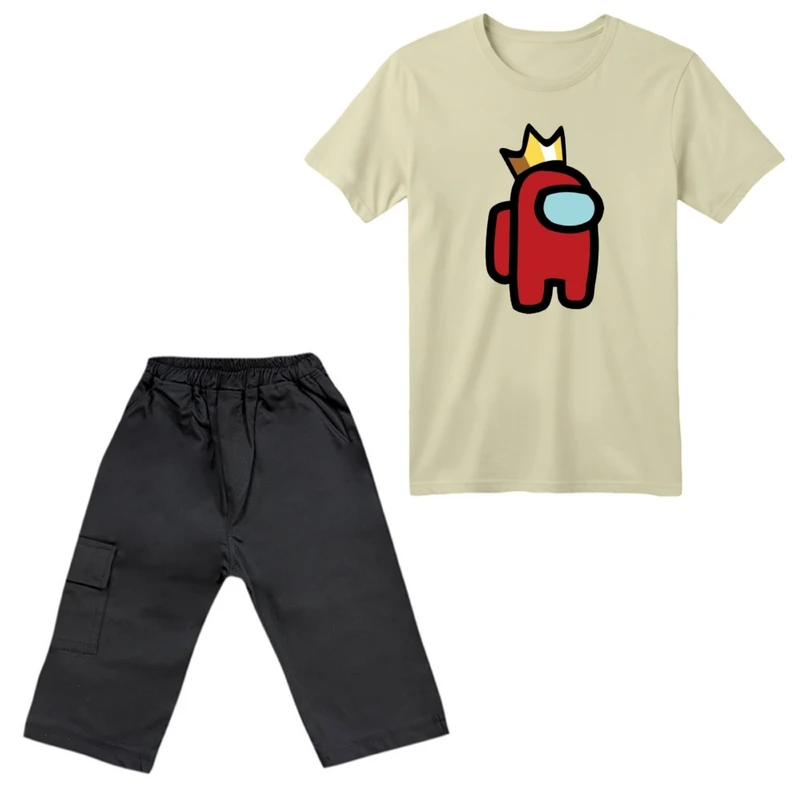 ست تی‌شرت آستین کوتاه و شلوارک پسرانه مدل امانگ آس