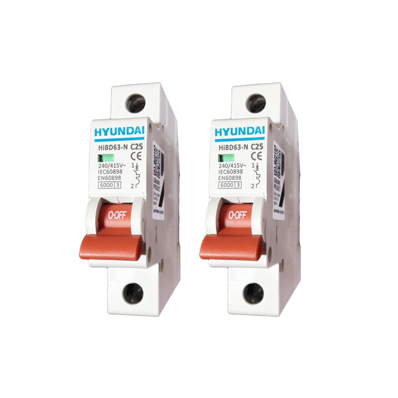 فیوز مینیاتوری تک فاز 25 آمپر هیوندای کد C25 بسته دو عددی