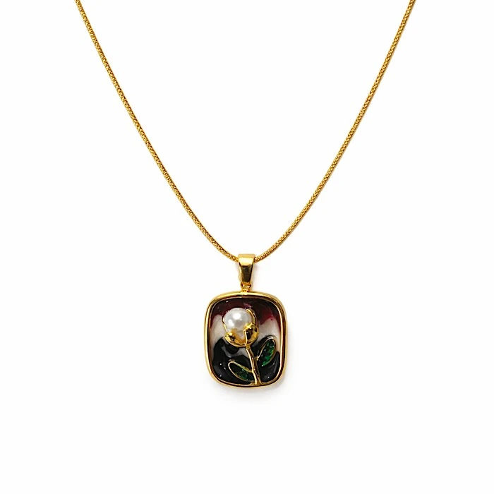 گردنبند زنانه مدل مینا کاری 9046