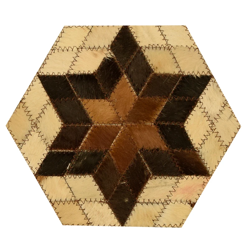 رومیزی کلاژ چرم و پوست مدل شش ضلعی کد 0016