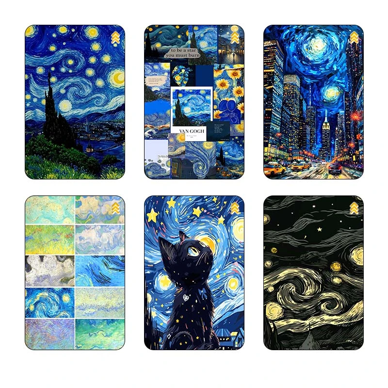 استيکر کارت کارنيکا طرح شب پرستاره فانتزی ون‌گوگ Fantasy Starry Night Van Gogh کد 47123 مجموعه 6 عددی
