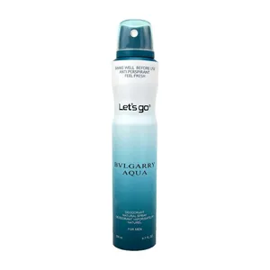 اسپری دئودورانت مردانه لتس گو مدل  aqua bvlgarry حجم 200 میلی لیتر