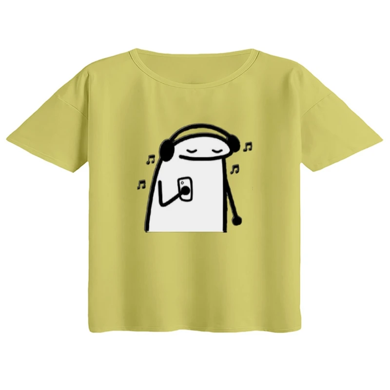 کراپ تی‌شرت آستین کوتاه زنانه مدل استیکر و موزیک