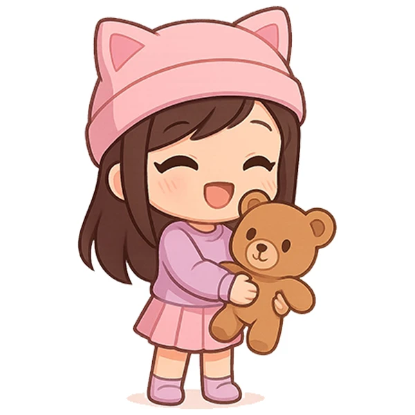  استیکر پارچه و لباس پاد آفرین طرح دختر کیوت و خرسی کد 4637