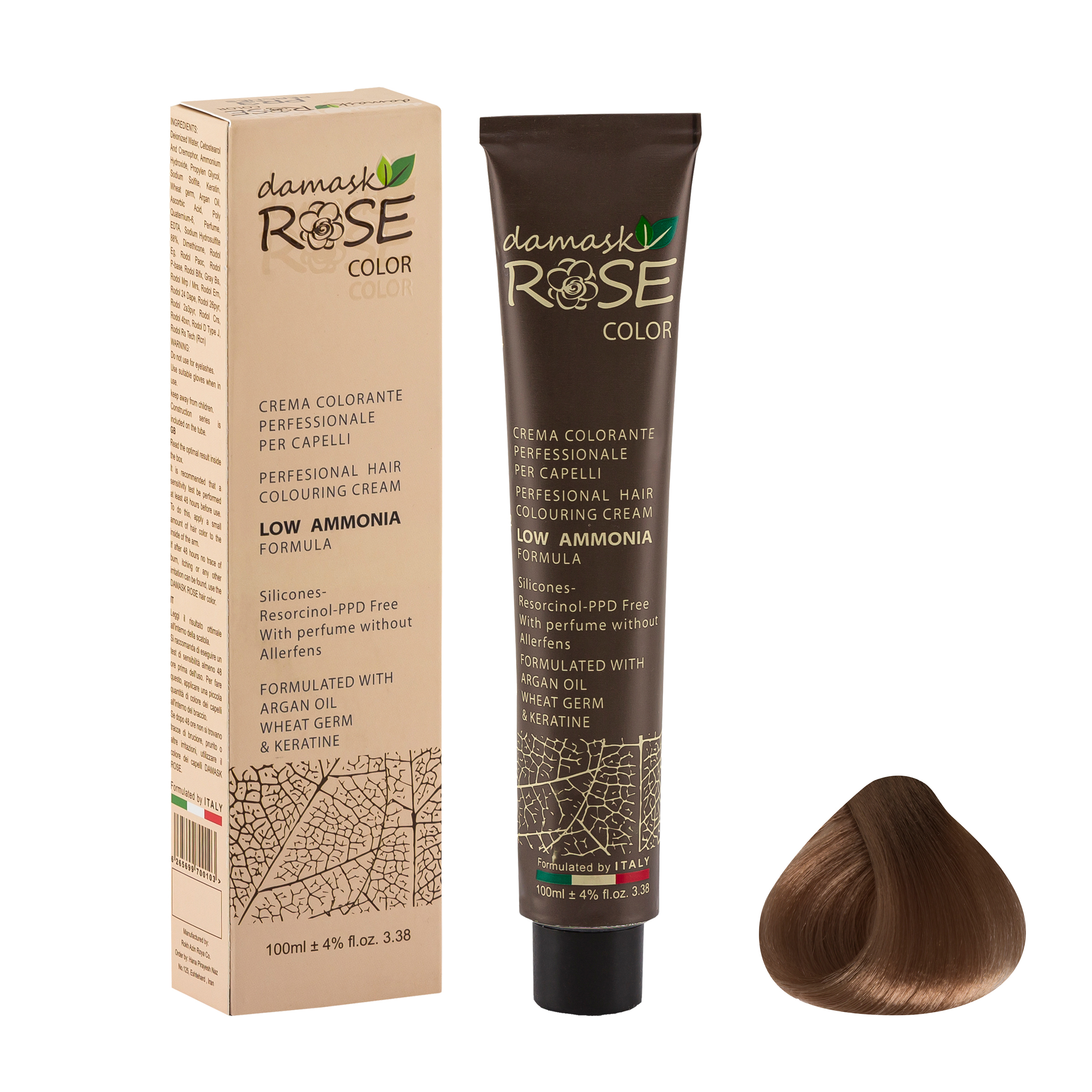 رنگ مو داماسک رز شماره 8/7 حجم 100 میلی لیتر رنگ بلوند شیر شکلاتی