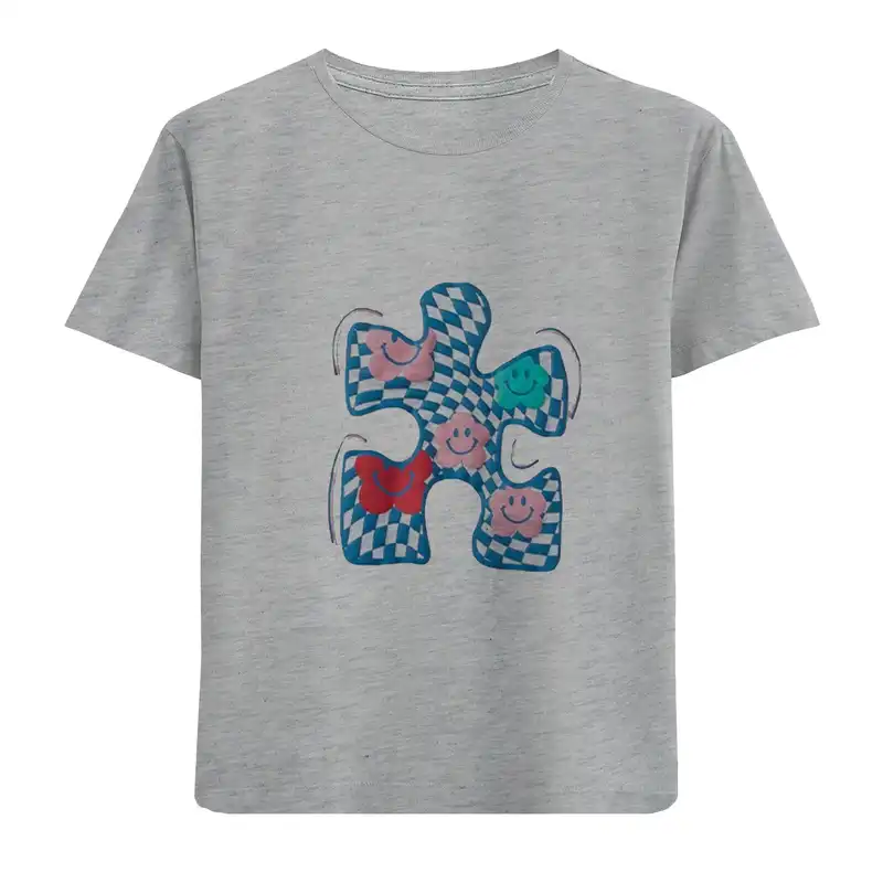 تی شرت آستین کوتاه بچگانه مدل تیکه پازل D264