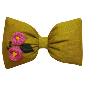 کش مو زنانه مدل پاپیون گلدوزی رز