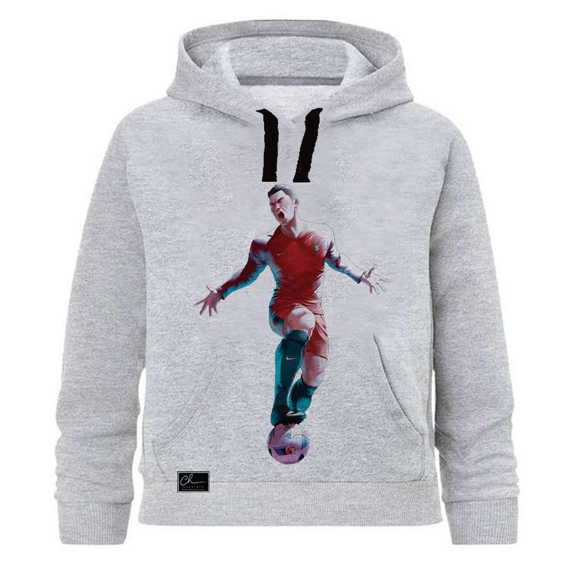 هودی پسرانه طرح رونالدو کد J123 رنگ طوسی