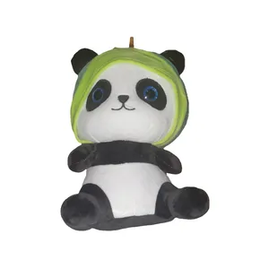 عروسک مدل پاندا چشم تیله ایی کلاه دار ارتفاع 30 سانتی‌متر