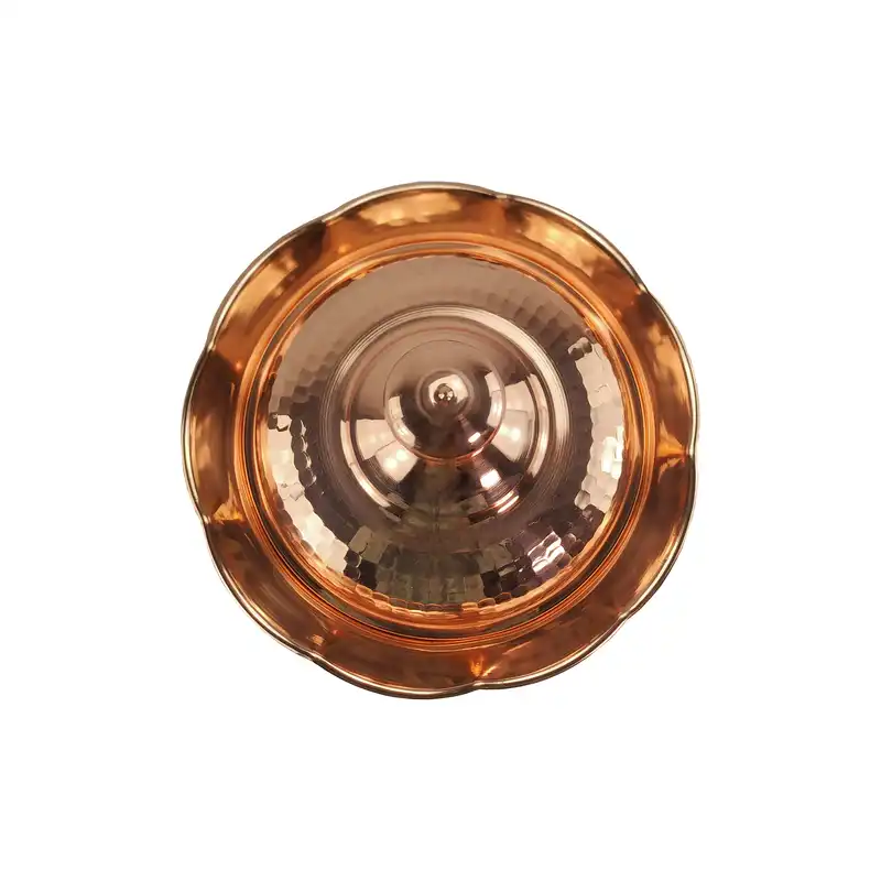 قندان مسی مدل لب چین چکشی پایه دار نانو کد alast0107