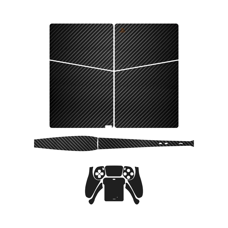 برچسب کنسول و دسته بازی PS5 Slim Digital Edition ماهوت  مدل Shine Carbon Fiber_Matte Black 