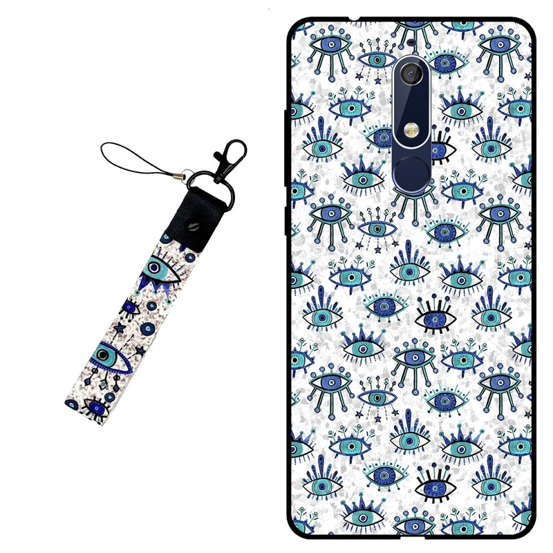 کاور مگافون طرح چشم نظر  مدل 6464 مناسب برای گوشی موبایل نوکیا 5.1 به همراه بند مچی 