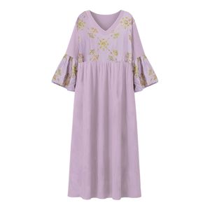 مانتو زنانه مدل کفتان کد M5213 رنگ بنفش