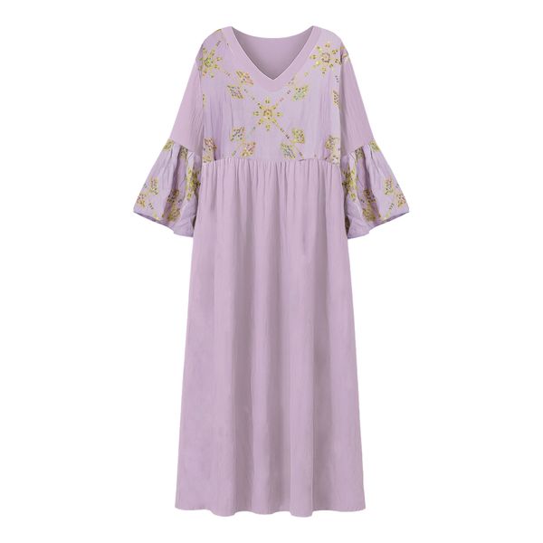 مانتو زنانه مدل کفتان کد M5213 رنگ بنفش