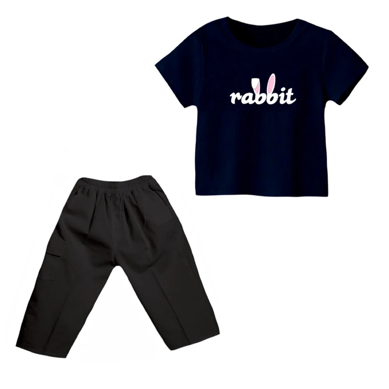 ست تی شرت و شلوارک دخترانه مدل خرگوش کد ۱۷