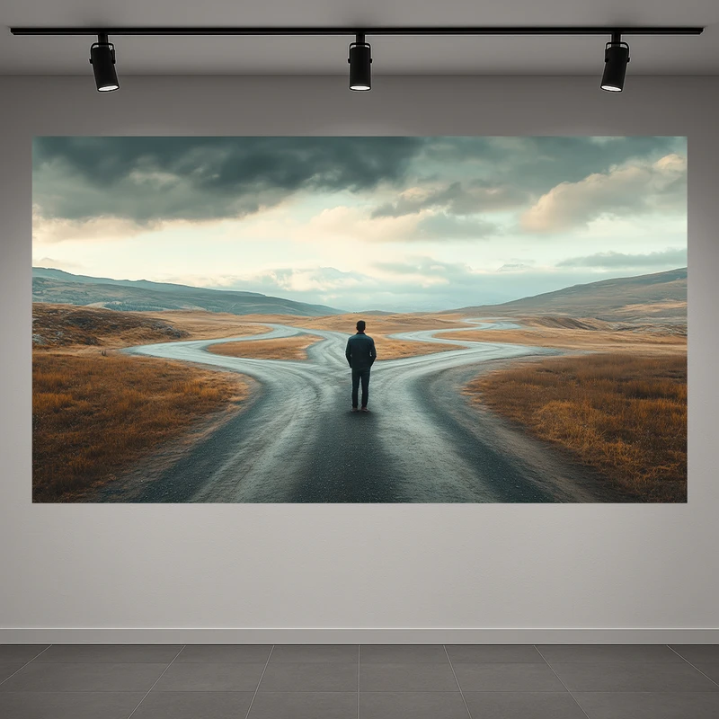 تابلو بوم طرح مخمل انتخاب مسیر زندگی مدل تردید و تصمیم کد AR3059013