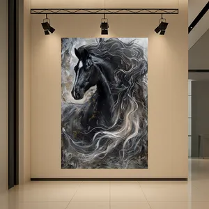 تابلو بوم طرح مخمل نقاشی اسب مدل فانتزی کد AR3059150