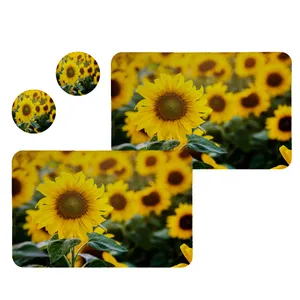 زیربشقابی طرح آفتابگردان کد 8488 مجموعه 2عددی همراه زیر لیوانی