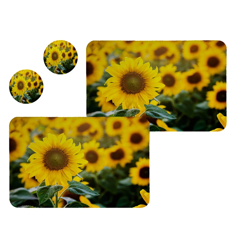 زیربشقابی طرح آفتابگردان کد 8488 مجموعه 2عددی همراه زیر لیوانی