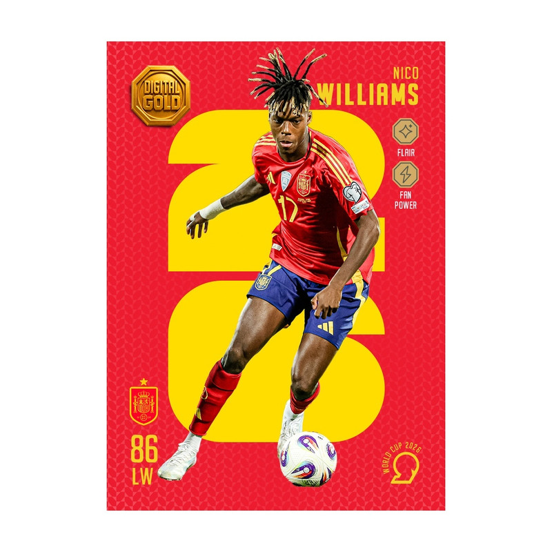 شمش طلای دیجیتال 18 عیار سوت مدل ویلیامز WILLIAMS طرح کارت فوتبالی جام جهانی 2026 کد SO10134026