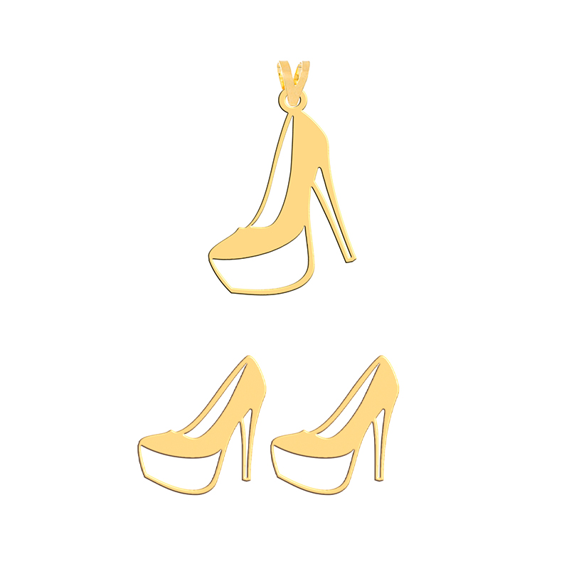 نیم ست طلا 18 عیار زنانه فرشته مدل کفش پاشنه دار   WHSLZ-000530