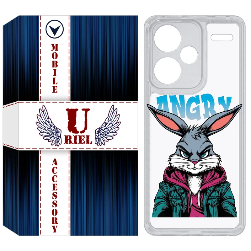 کاور یوریل مدل Clear کد 51 طرح خرگوش مناسب برای گوشی موبایل شیائومی Redmi Note 13 Pro Plus