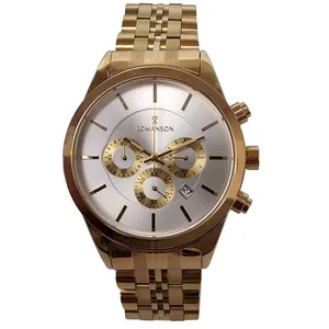 ساعت مچی عقربه‌ای مردانه رومانسون مدل بندفلزی کرنوگراف سه موتور فعال کد GOLD12