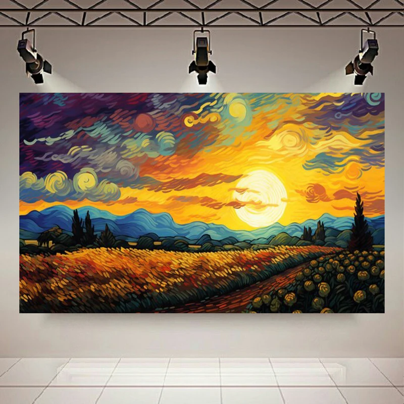 پوستر طرح نقاشی ونگوگ مدل غروب خورشید کد AR303176