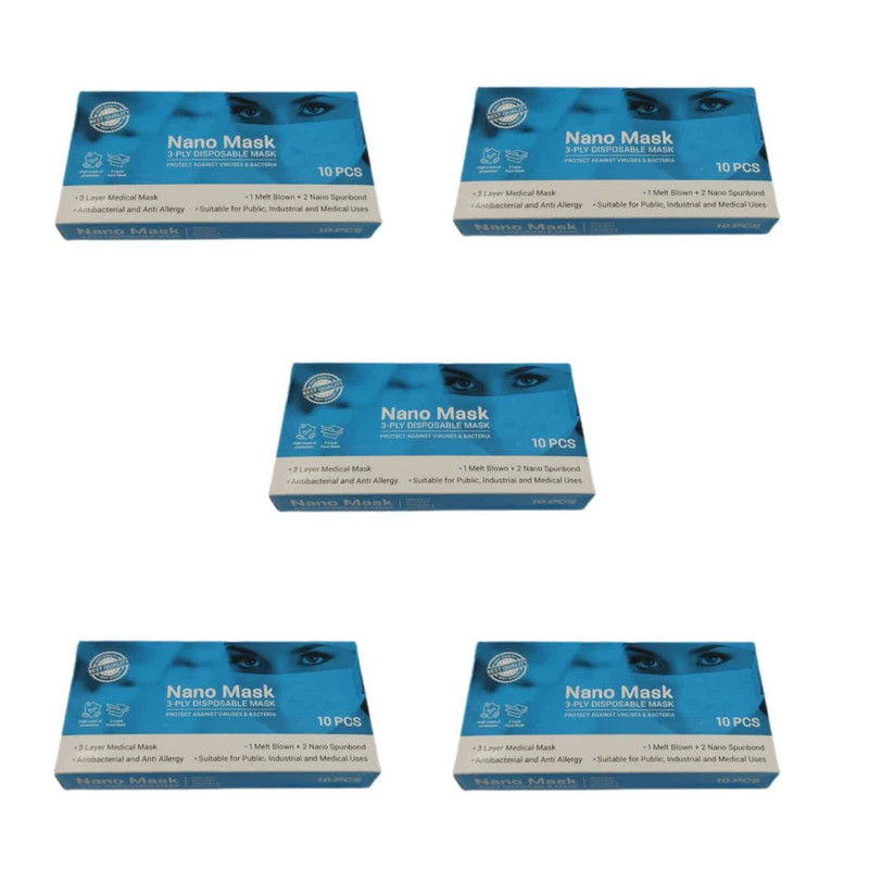 ماسک تنفسی مدل پزشکی نانو سه لایه بسته 1000 عددی