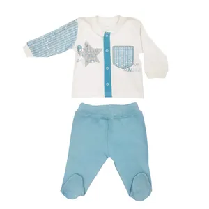 ست شومیز و شلوار نوزادی عزیز ب ب مدل پرنده کد 2709