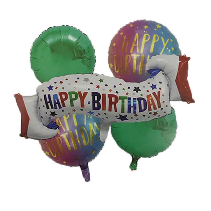 بادکنک فویلی RC مدل  HAPPY BIRTHDAY مجموعه 5 عددی