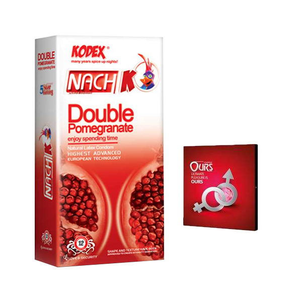 کاندوم ناچ کدکس مدل Double Pomegranate بسته 12 عددی به همراه کاندوم اورز مدل بلیسر