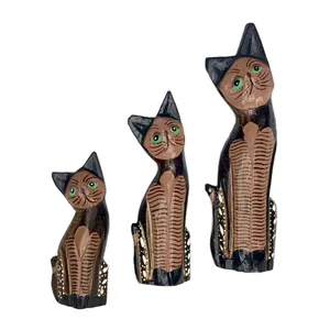 دیوارکوب مدل گربه چوبی کد j2 مجموعه 3 عددی