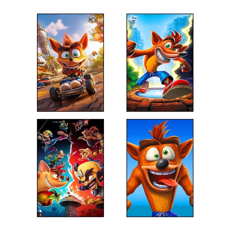 تابلو شاسي کارنيکا طرح کرش بندیکوت Crash Bandicoot کد 68838 مجموعه 4 عددی