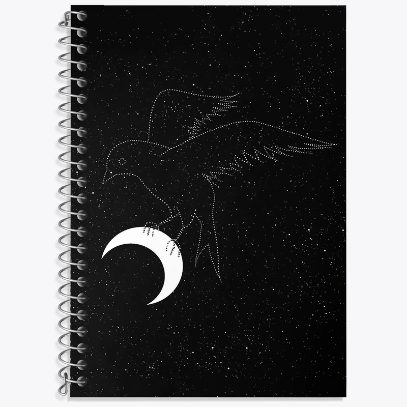 دفتر زبان 50 برگ خندالو مدل دو خط طرح کلاغ و ماه کد N1641