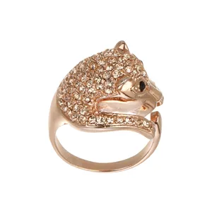 انگشتر زنانه  طرح ببر نگینی کد Mhr-29