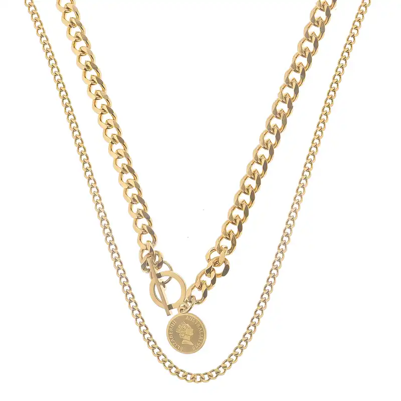 گردنبند زنانه مدل زنجیر کورب آویز سکه