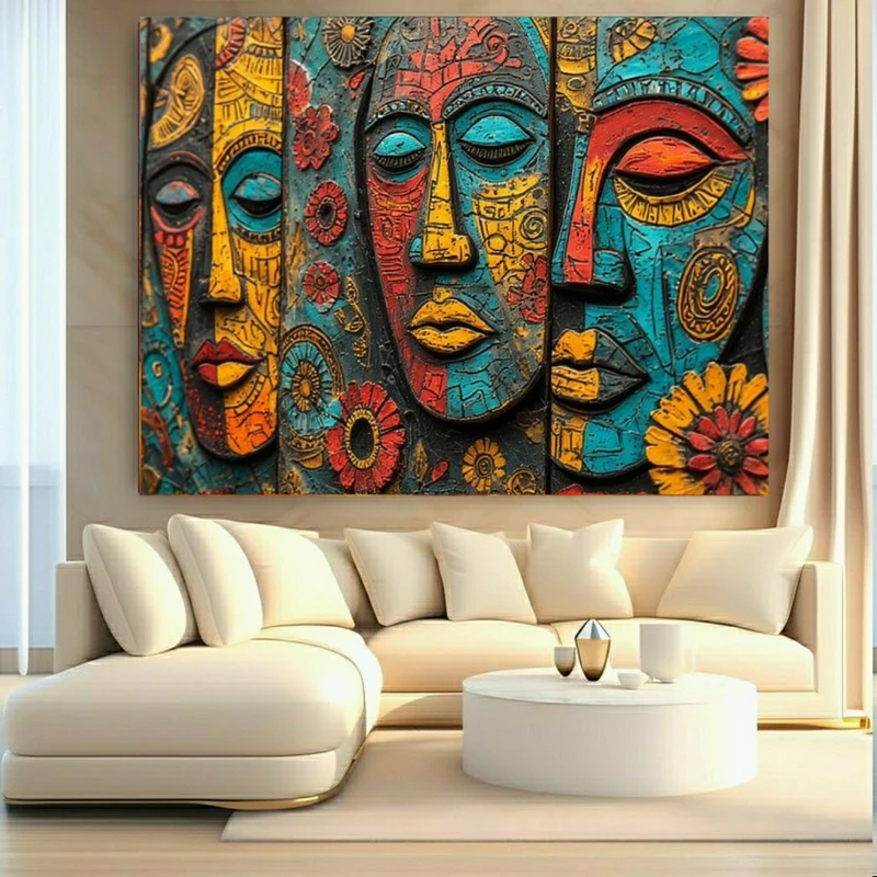 پوستر پارچه ای طرح مخمل مجسمه مدل بومی کد FP106610